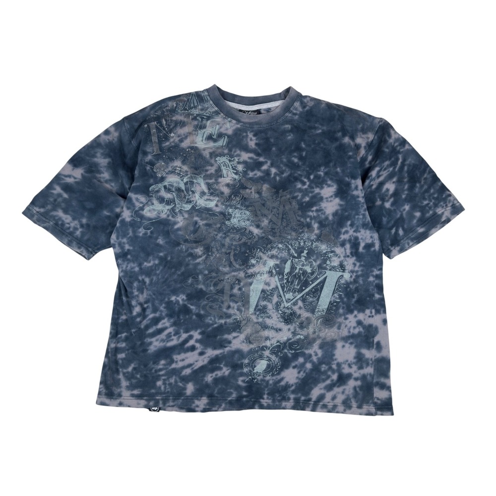 Mecca Apparel Y2K Graphic T-Shirt Men's 3XL Blue Grey Tie Dye Streetwear Tee‎